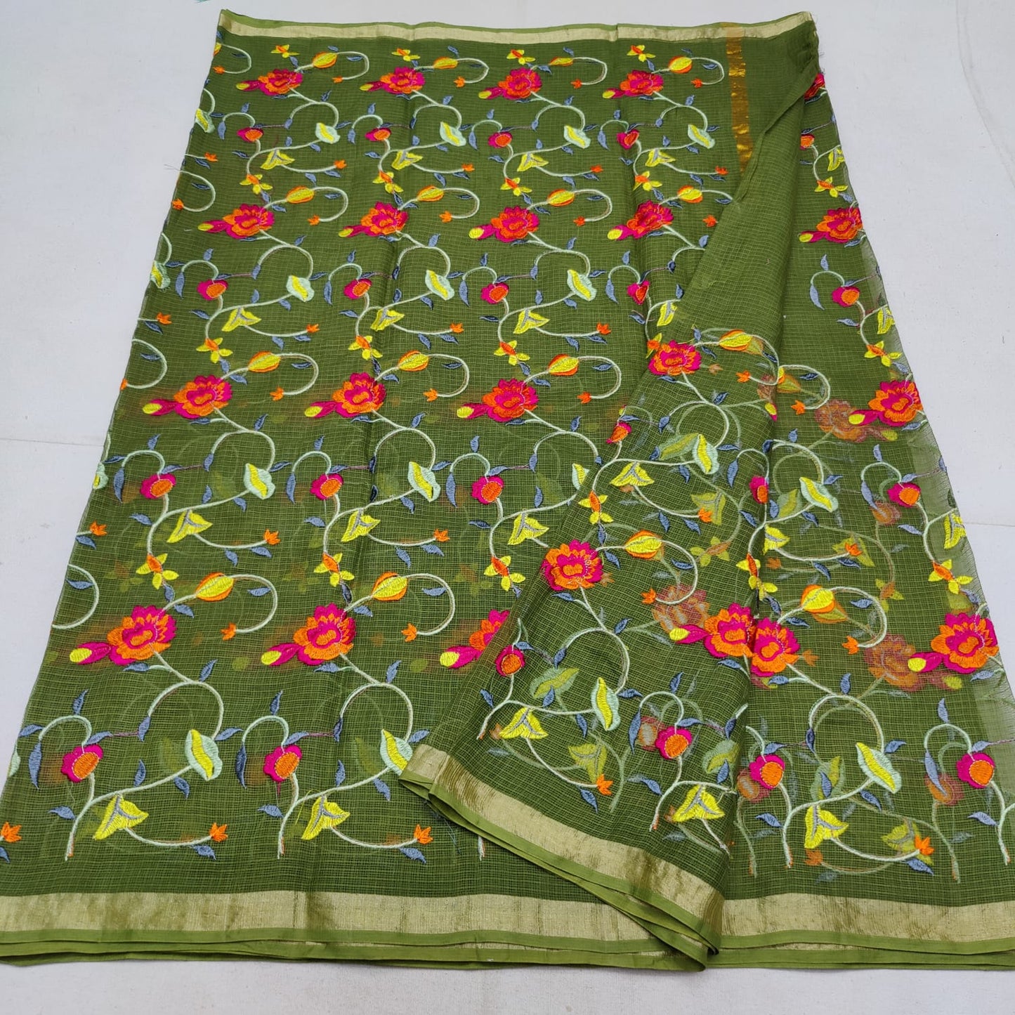 Pure cotton kota embroidery saree