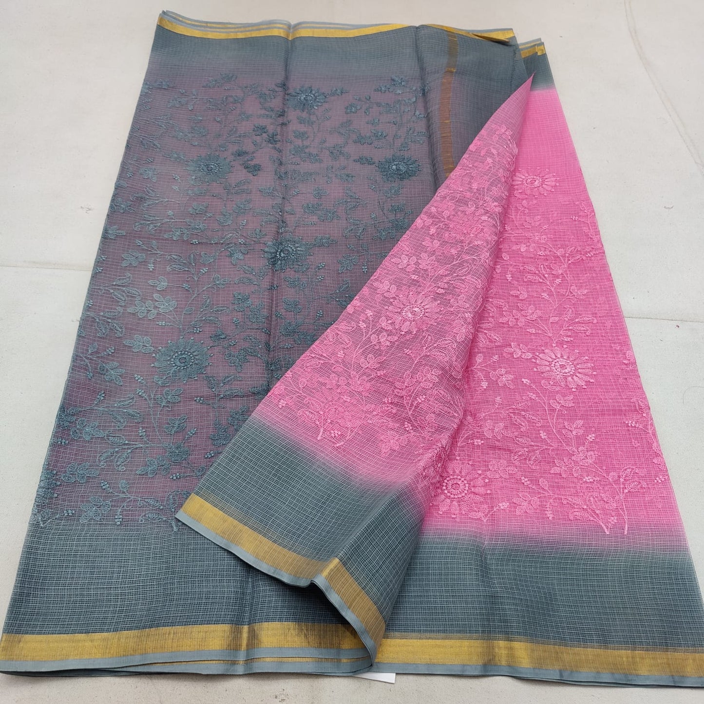 Pure cotton kota weaving & self embroidery & multidye saree