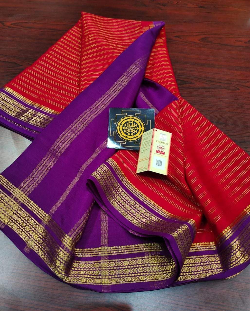 Pure crepe 100 grm mysore silk saree