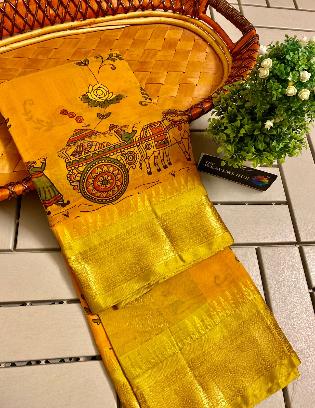 Pure Gadwal Cotton Printed Saree