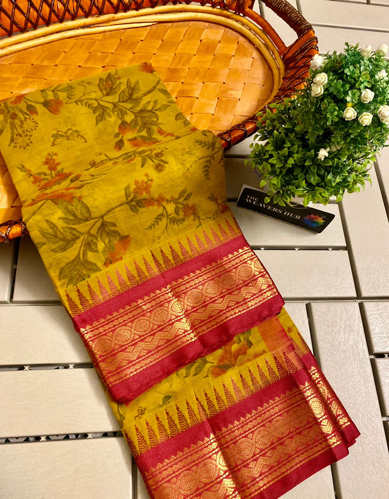 Pure Gadwal Cotton Printed Saree