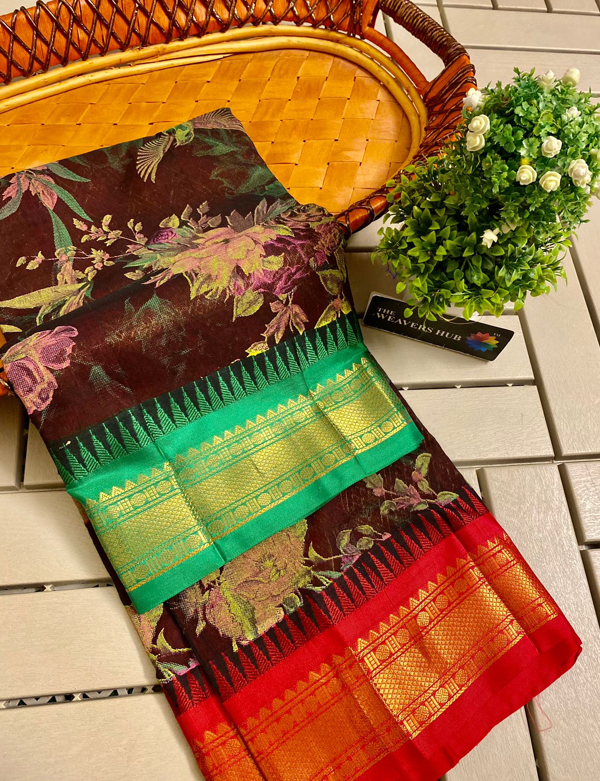 Pure Gadwal Cotton Printed Saree