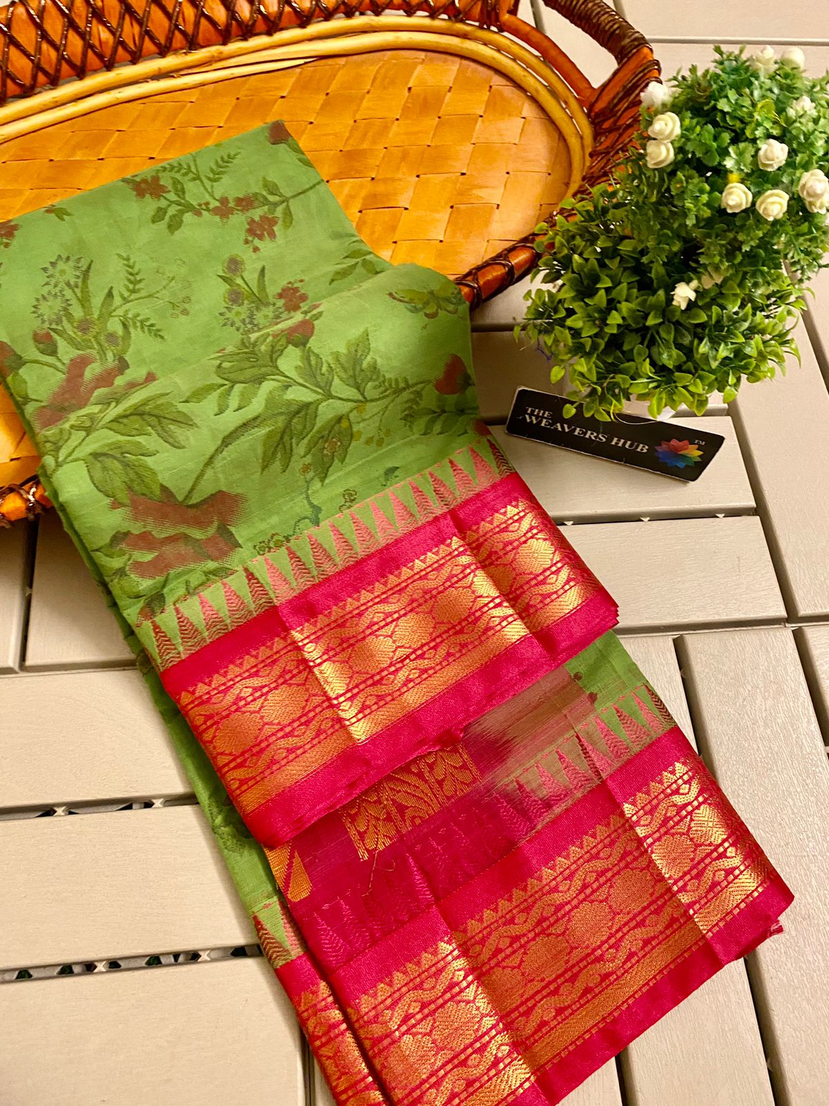 Pure Gadwal Cotton Printed Saree