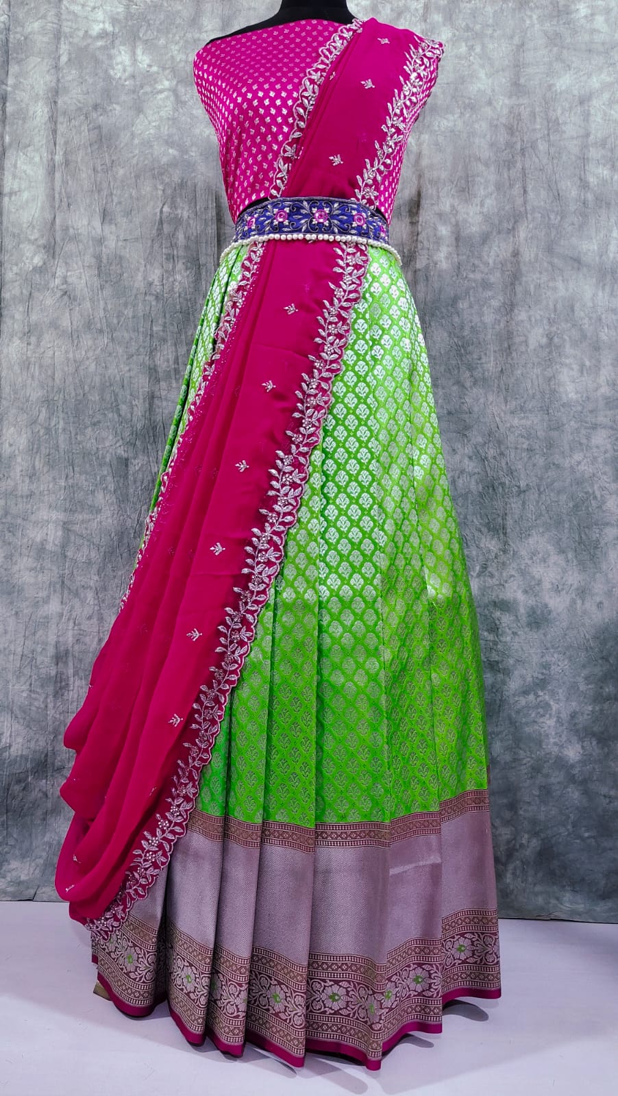 Pure kanchi Pattu Langa Voni for teens/adults with Maggam work blouse –  siyarasfashionhouse