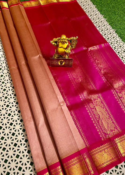 Pure Handloom Gadwal Korvai Pattu Saree