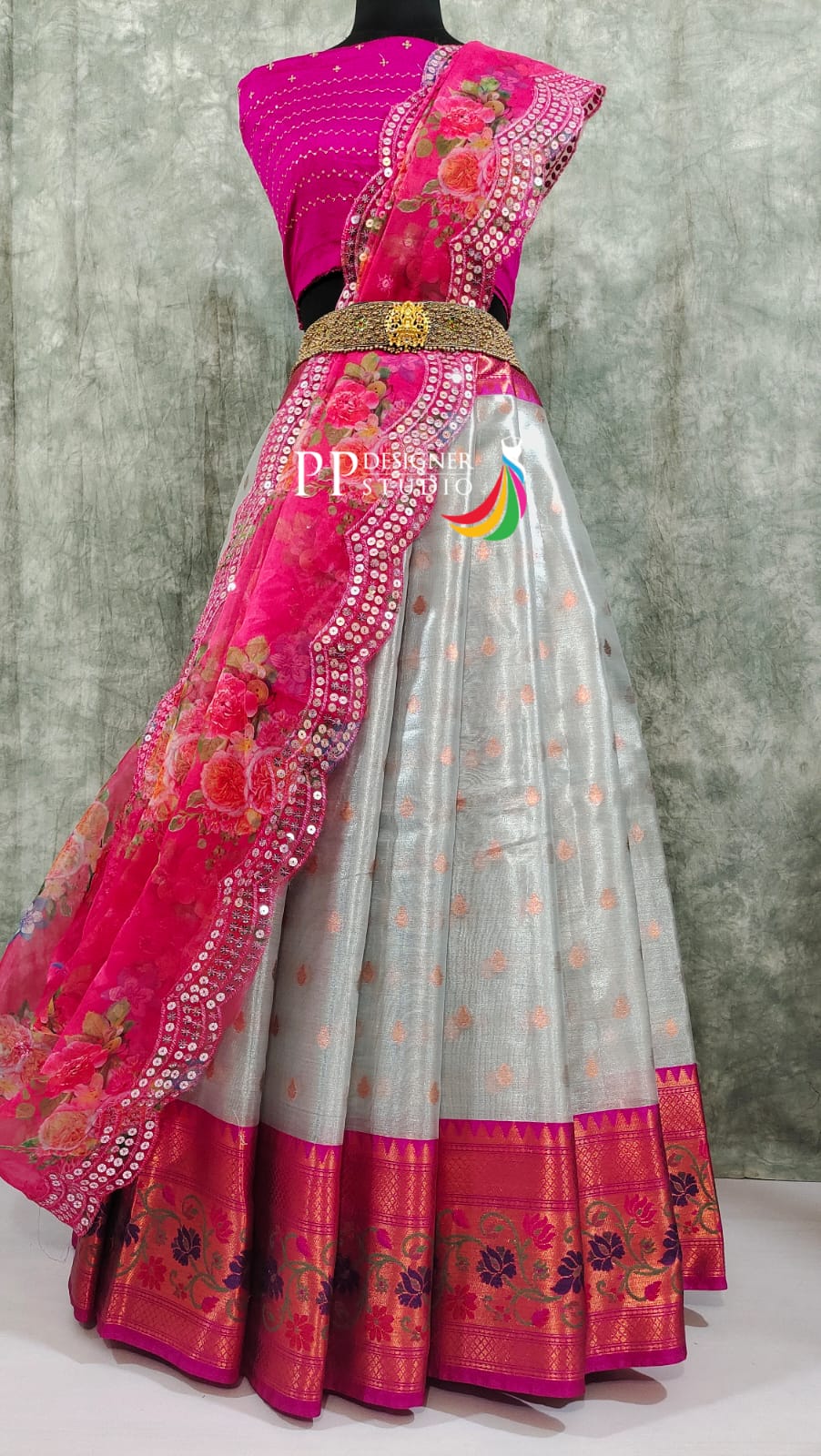 Champagne Tissue Lehenga With Sequins Work Design by Sue Mue at Pernia's  Pop Up Shop 2024