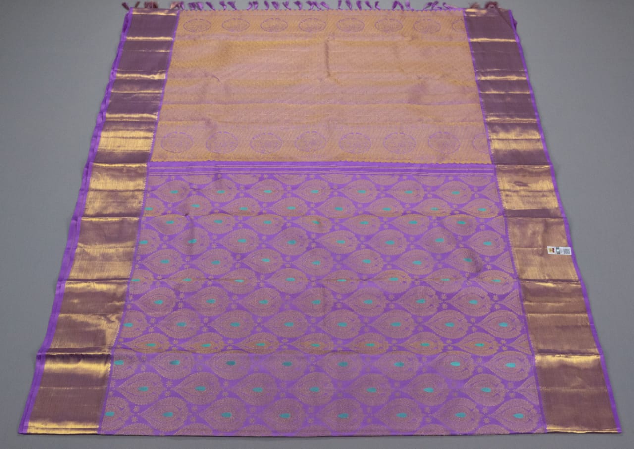 Pure Kanchipuram Handloom Light Lavender Colour Silk Saree