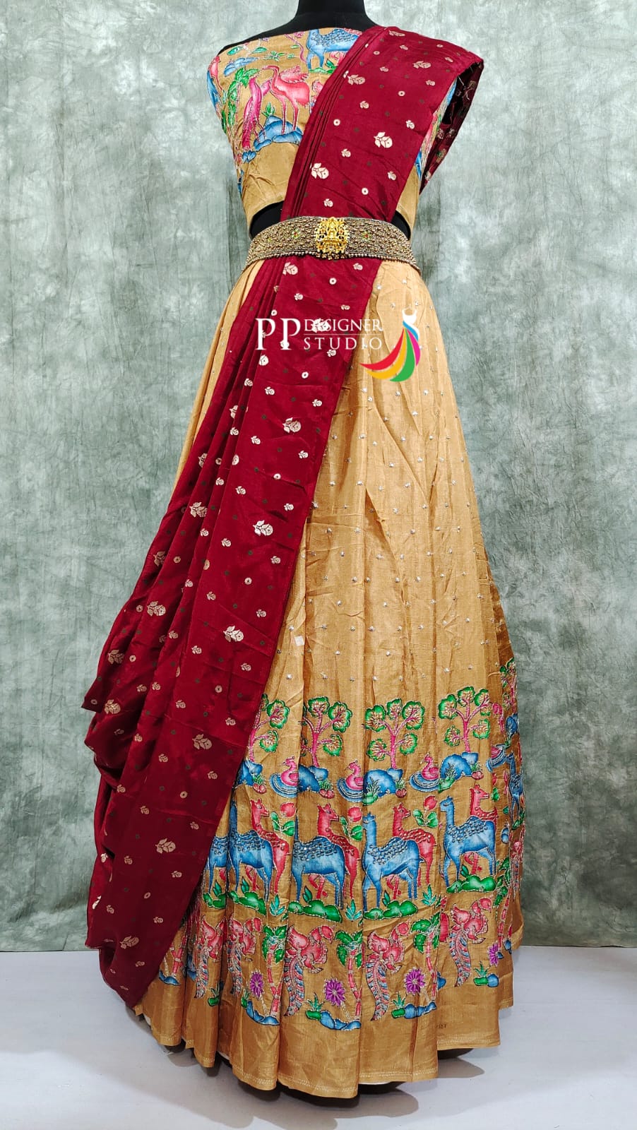 Multi Color Fancy Printed Lehenga Choli In Crush Fabric