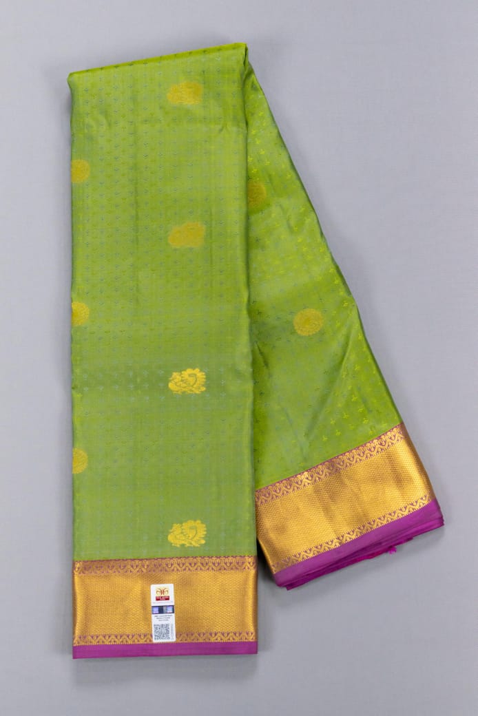 Pure Kanchipuram Elaichi With Pink Colour Silk Saree