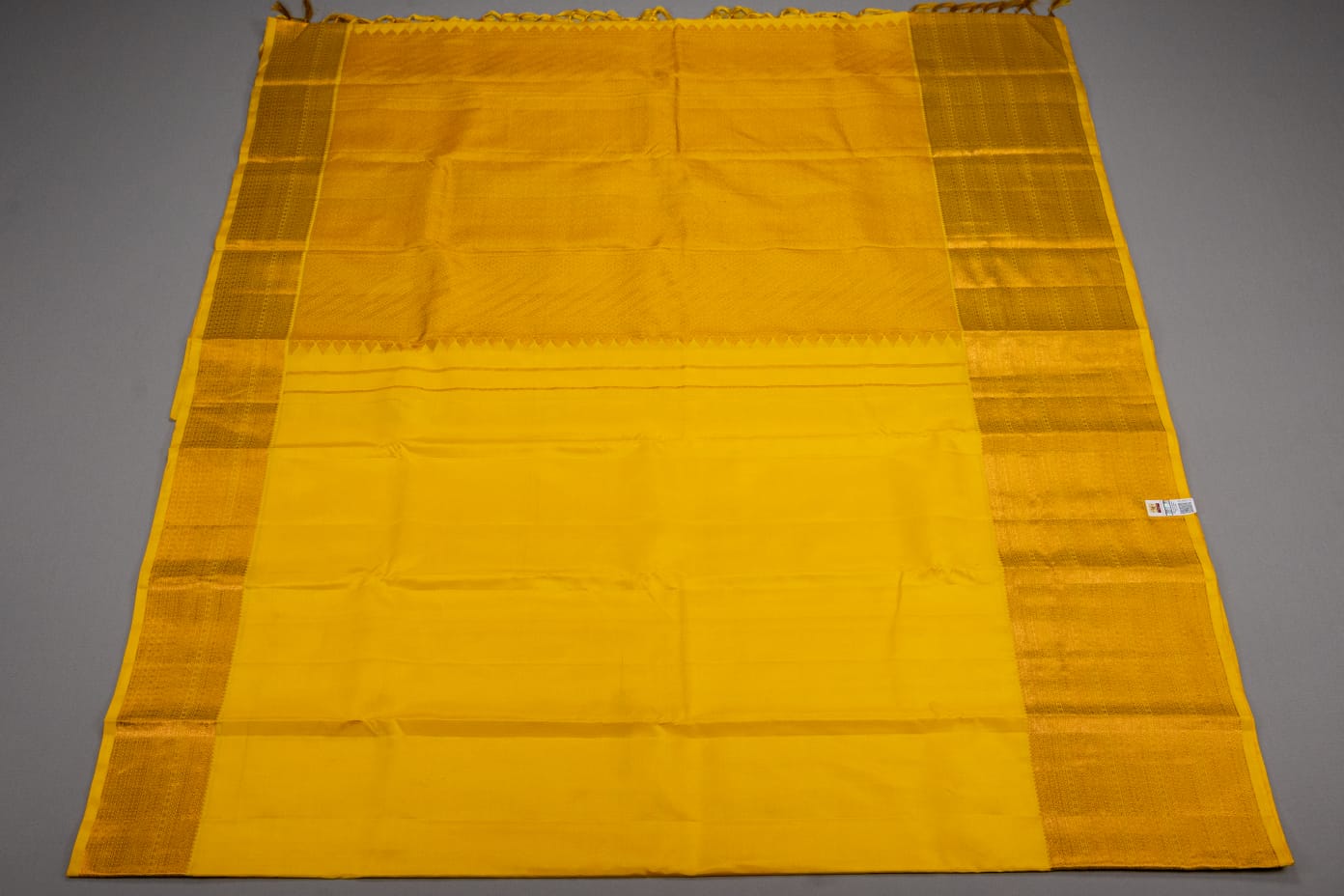 Pure Kanchipuram Yellow Colour Silk Plain Saree