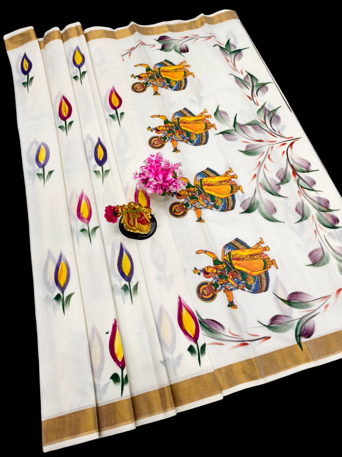 Hand Painting Cotton Saree