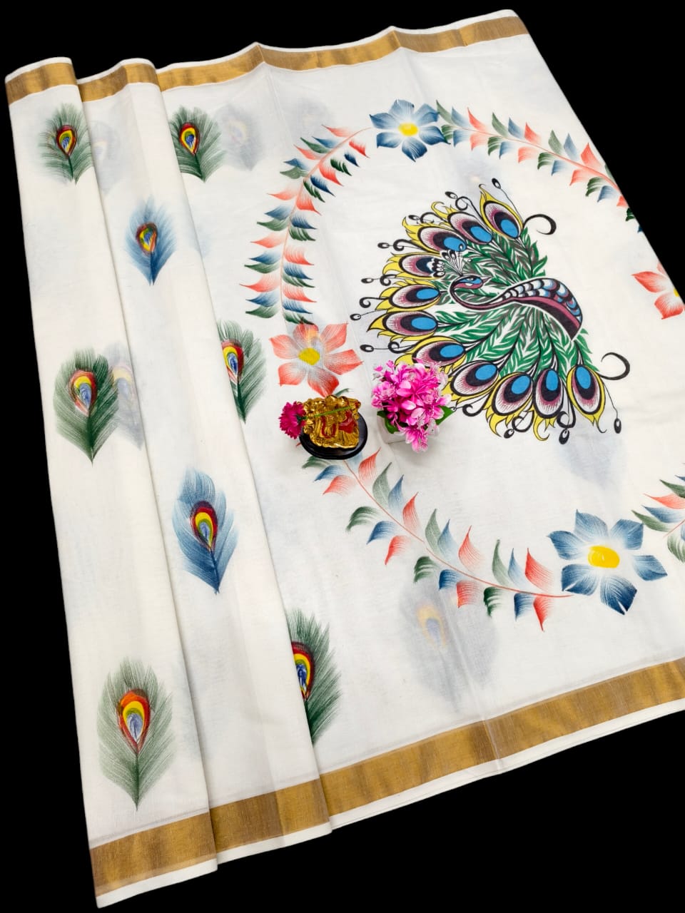 Hand Painting Cotton Saree