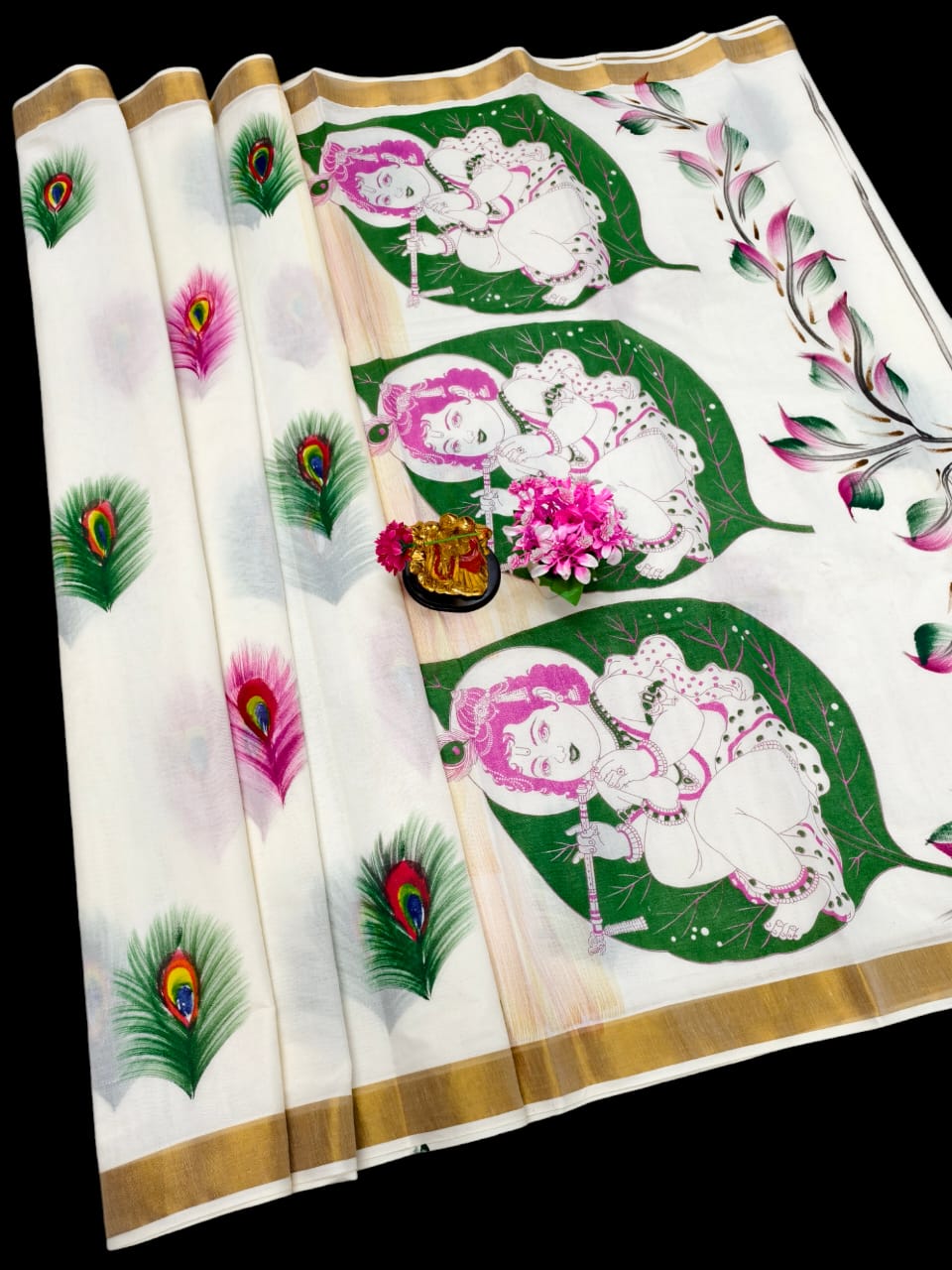 Hand Painting Cotton Saree