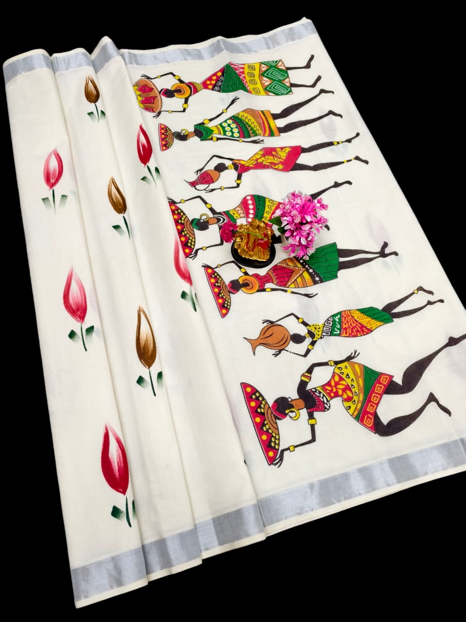 Hand Painting Cotton Saree