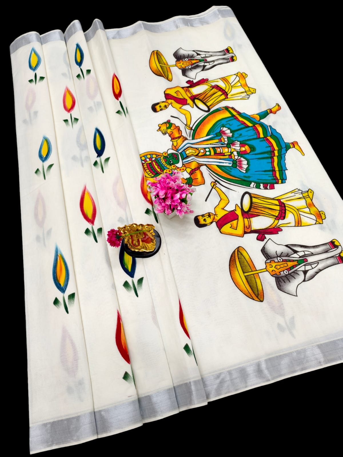 Hand Painting Cotton Saree