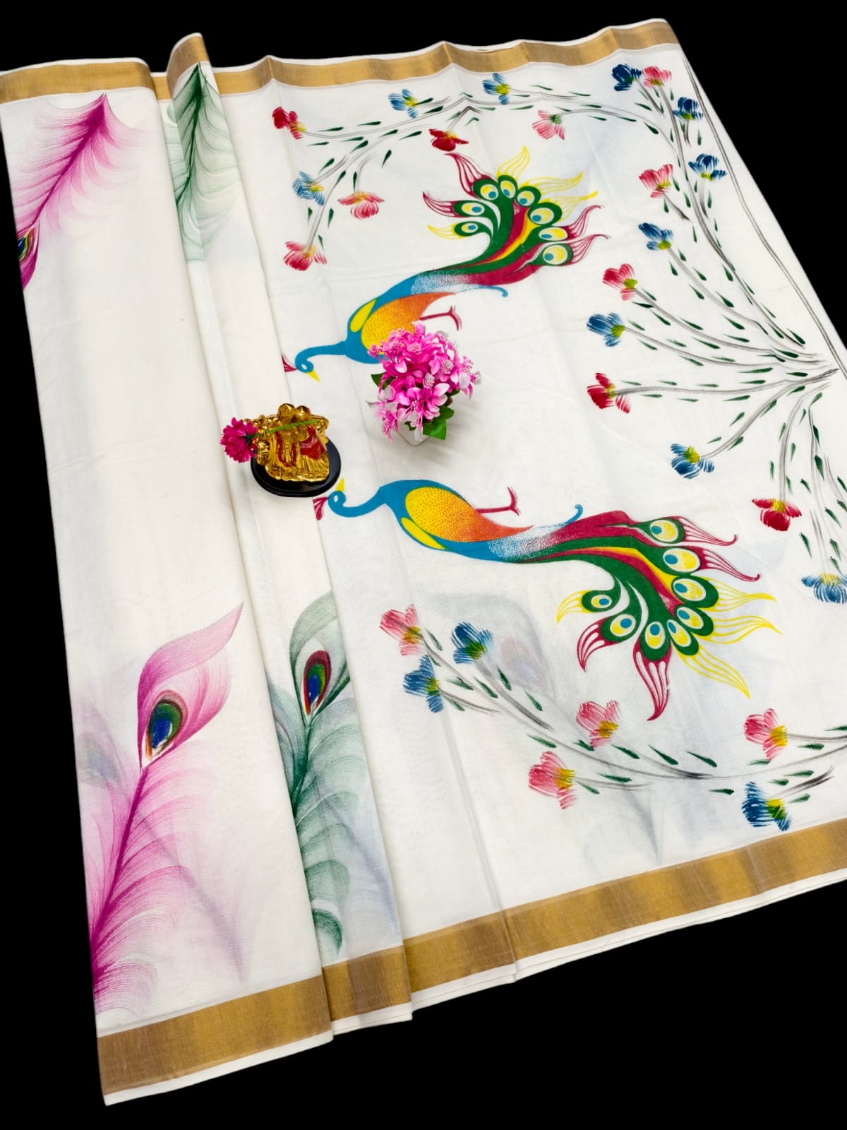 Hand Painting Cotton Saree