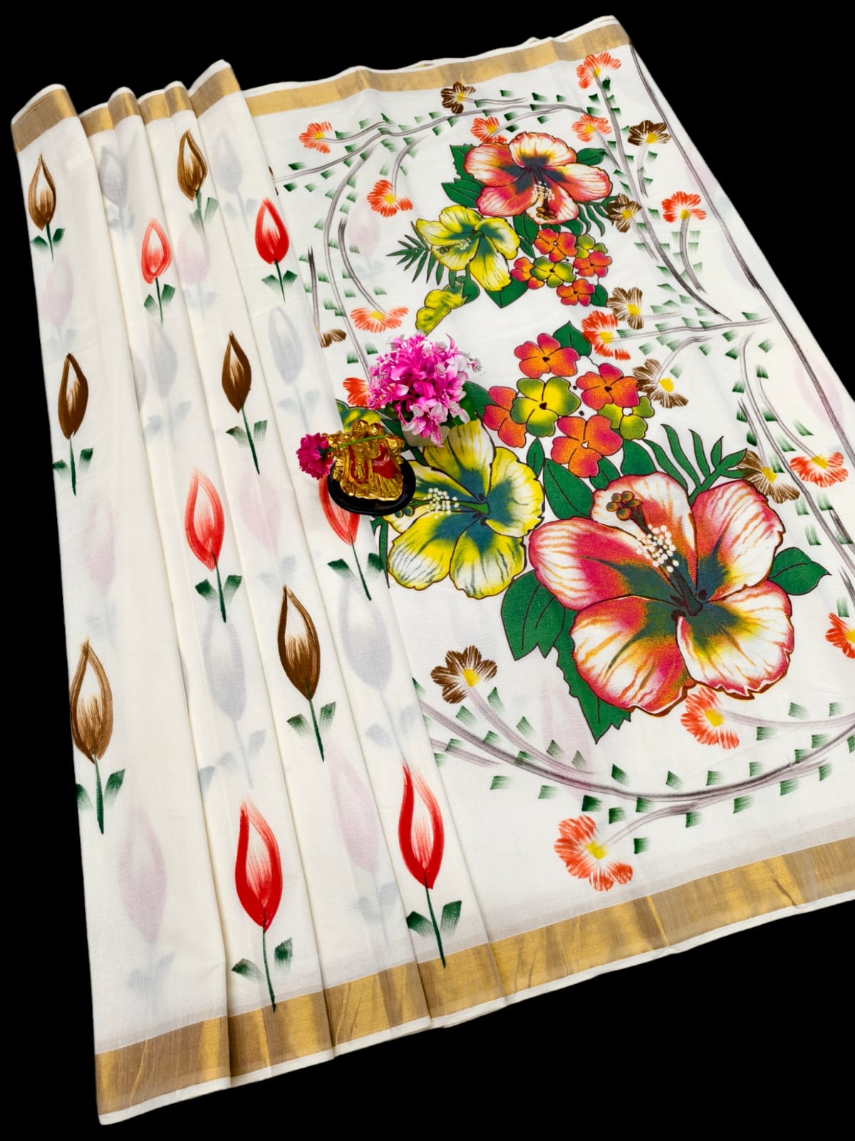 Hand Painting Cotton Saree