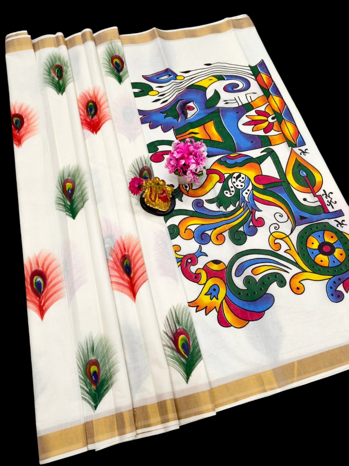 Hand Painting Cotton Saree