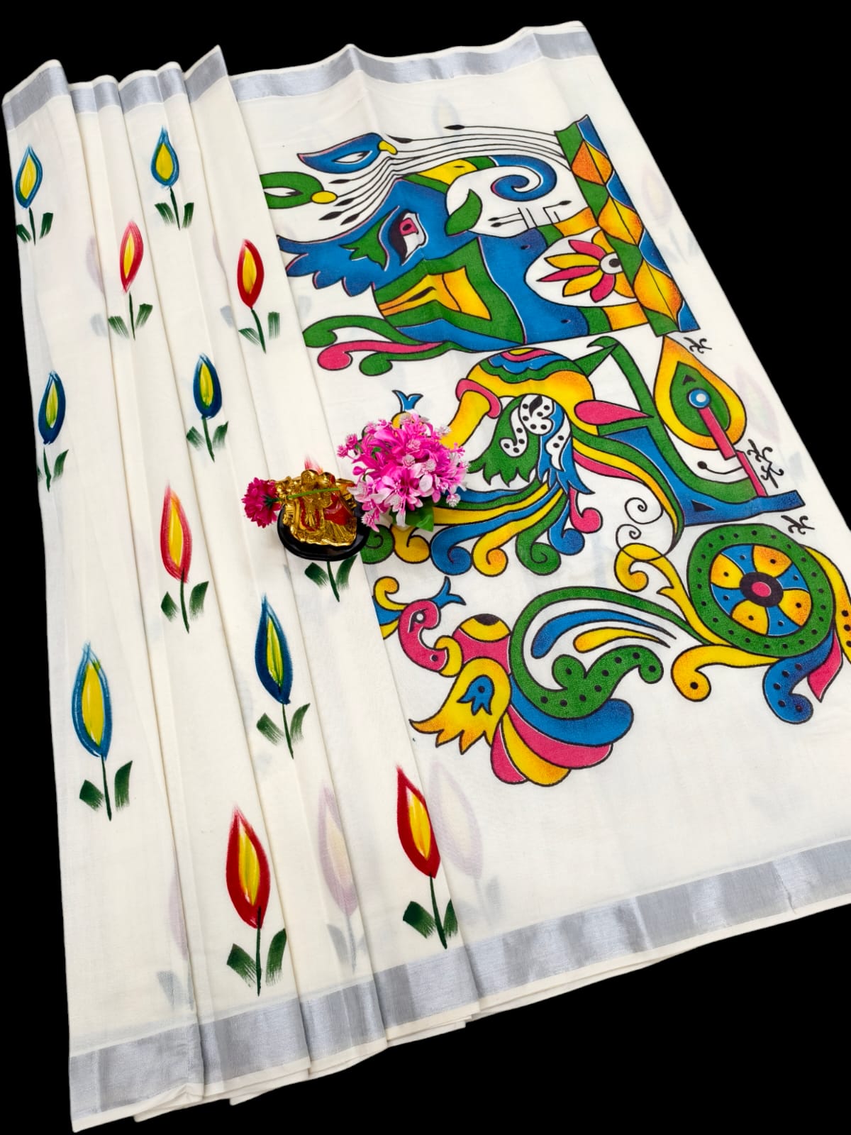 Hand Painting Cotton Saree