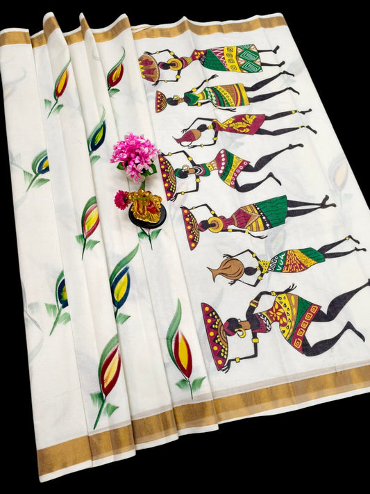 Hand Painting Cotton Saree