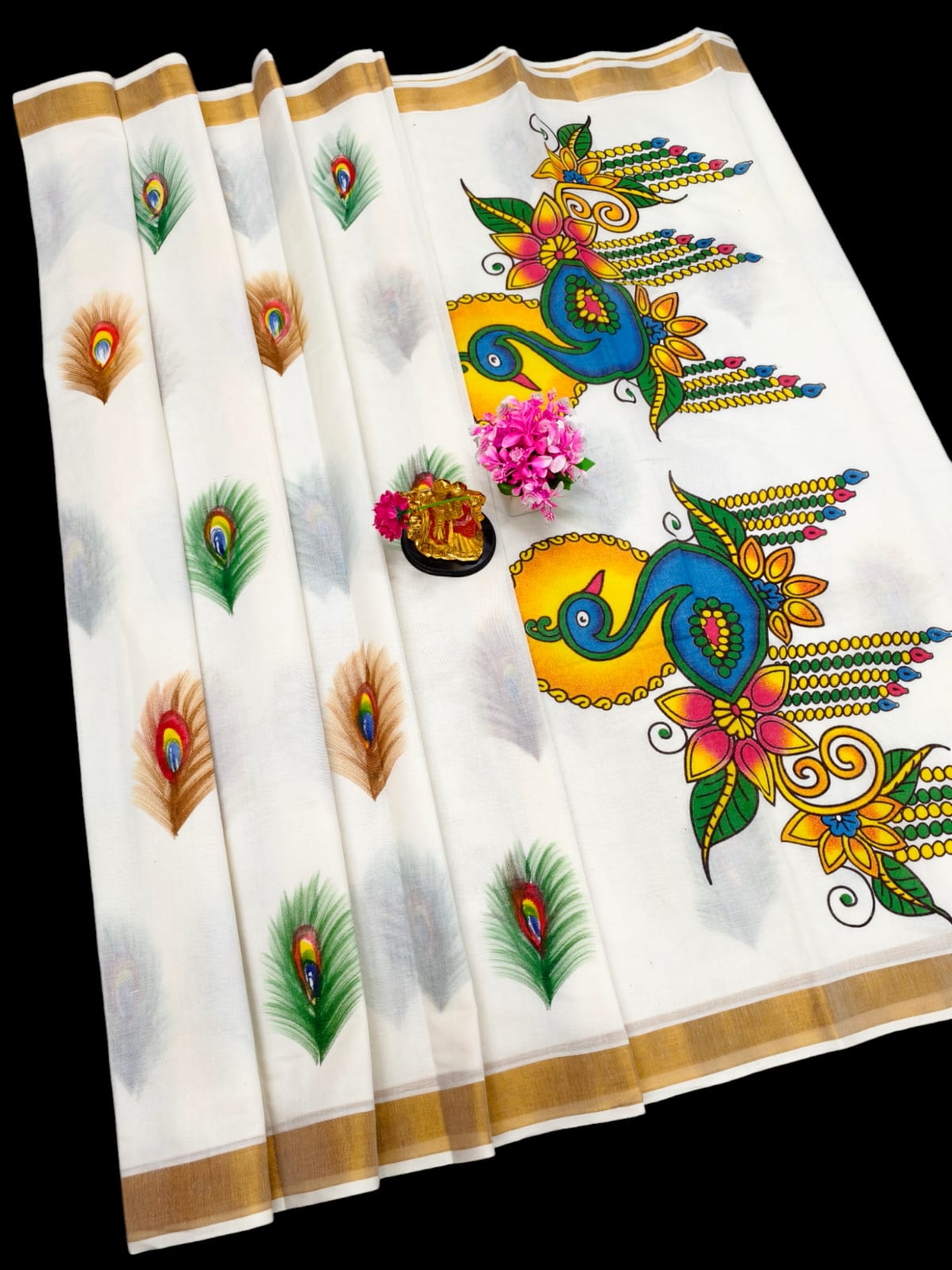 Hand Painting Cotton Saree