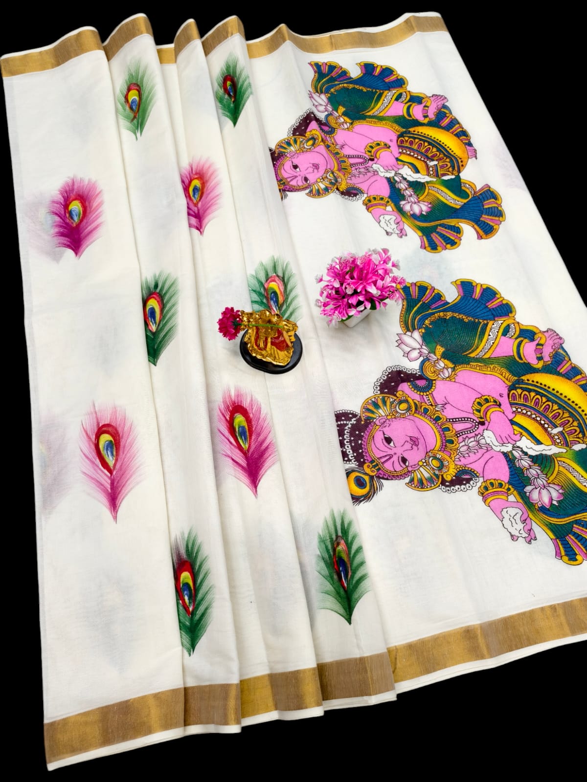 Hand Painting Cotton Saree