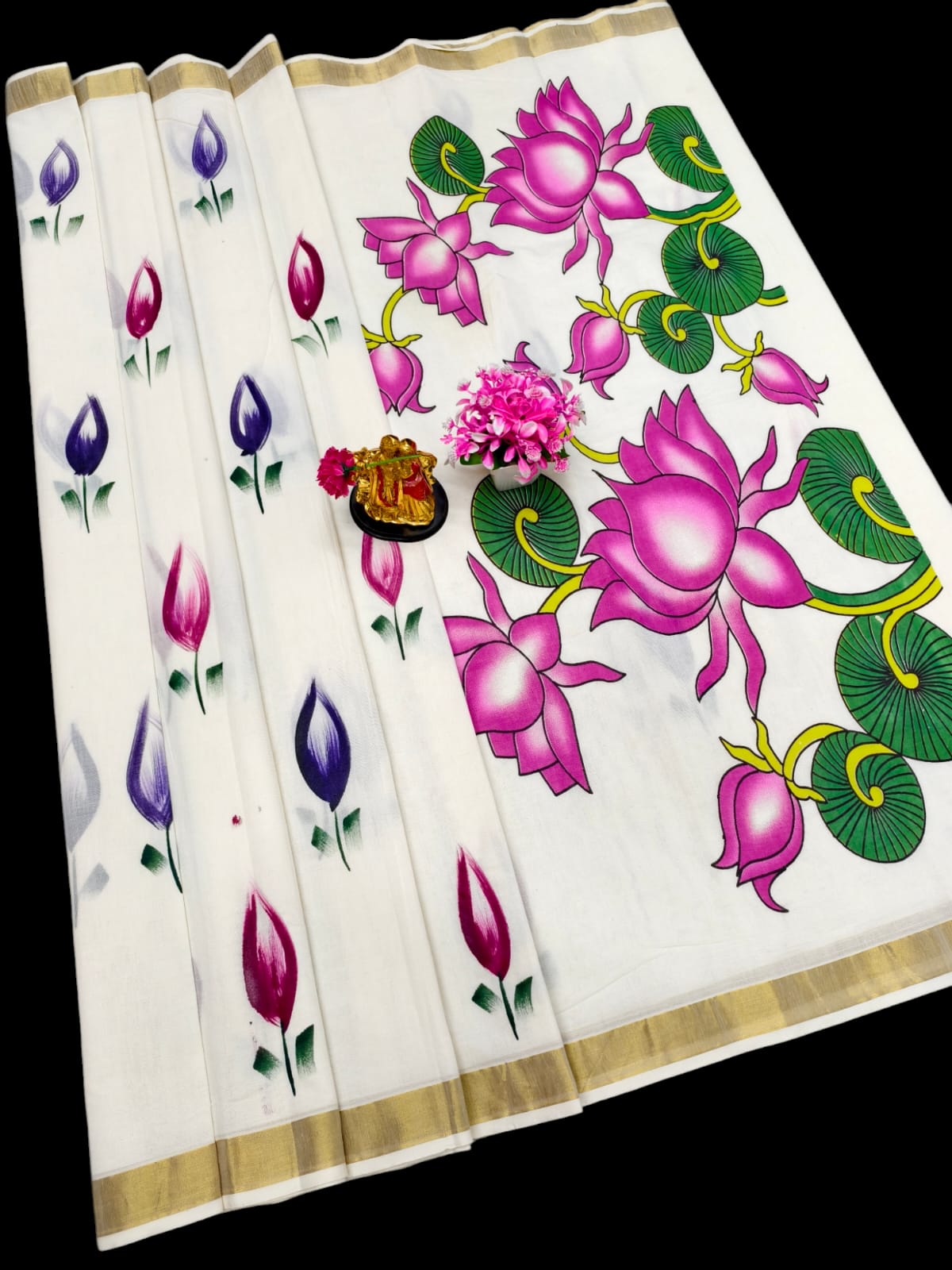 Hand Painting Cotton Saree