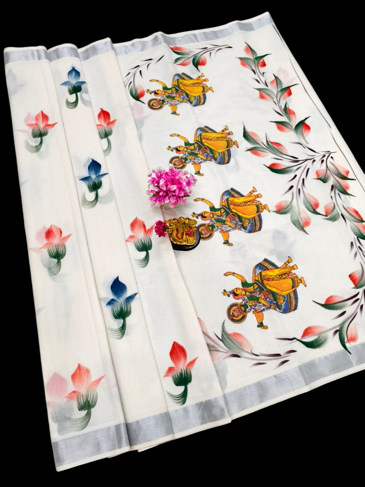 Hand Painting Cotton Saree