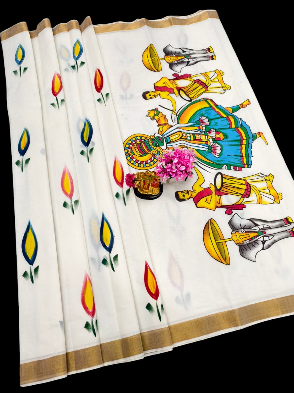 Hand Painting Cotton Saree