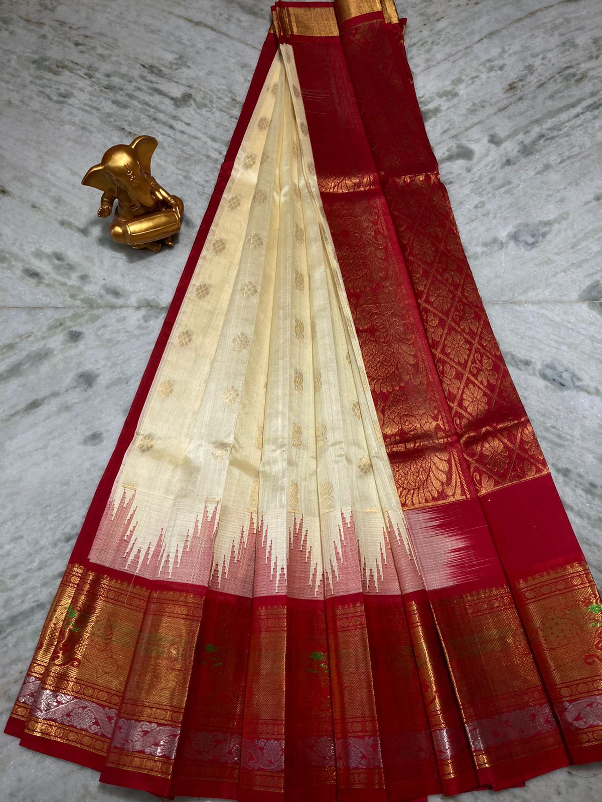 Silk & Cotton Half fine Zari Gold Chirala Kuppadam Pattu Sarees, 6.3 m  (with blouse piece) at Rs 5500 in East Godavari