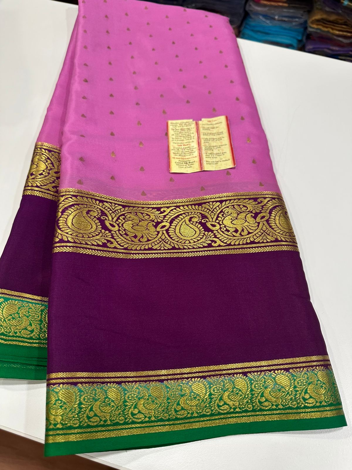 Pure mysore crepe silk 120 grm thickness saree