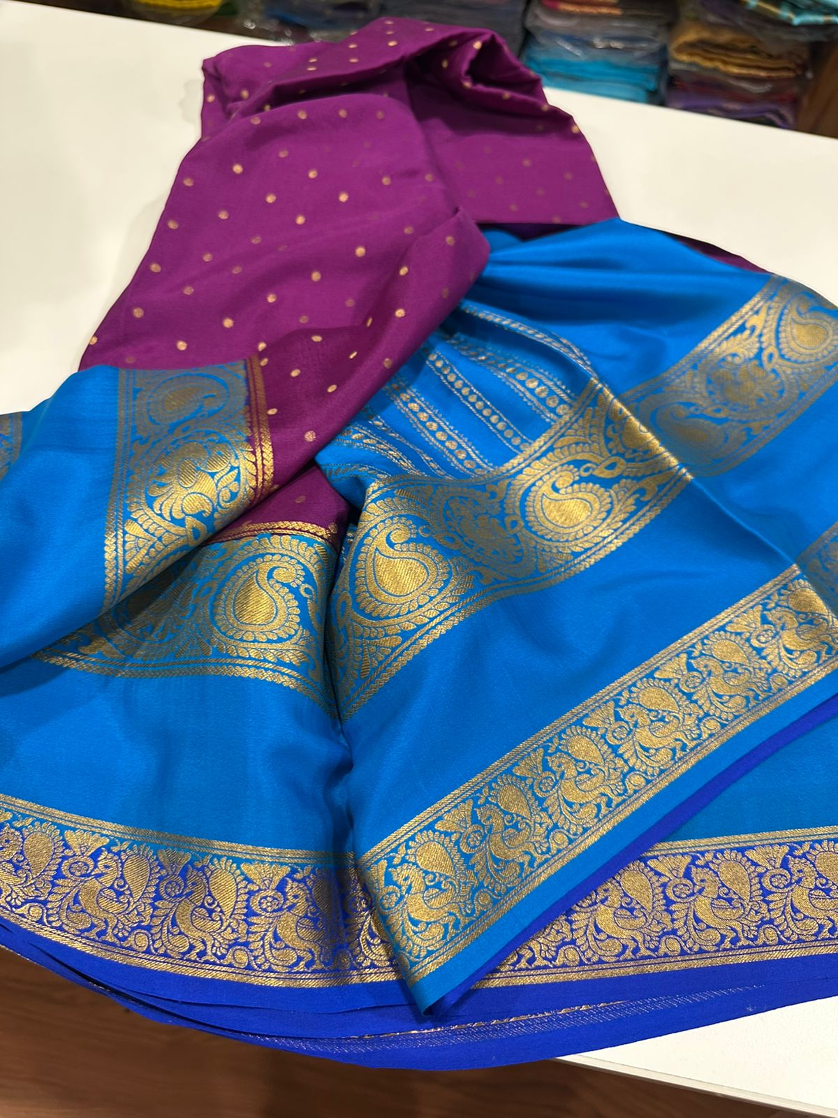 Pure mysore crepe silk 120 grm thickness saree