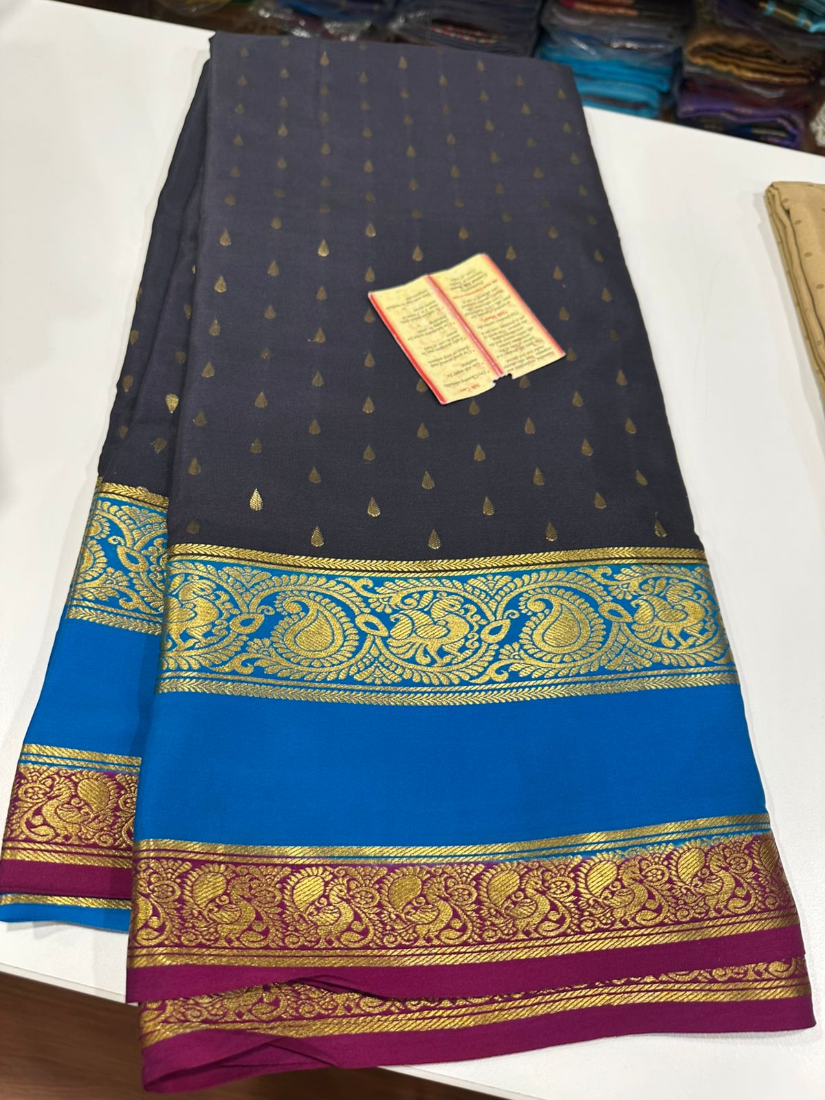 Pure mysore crepe silk 120 grm thickness saree