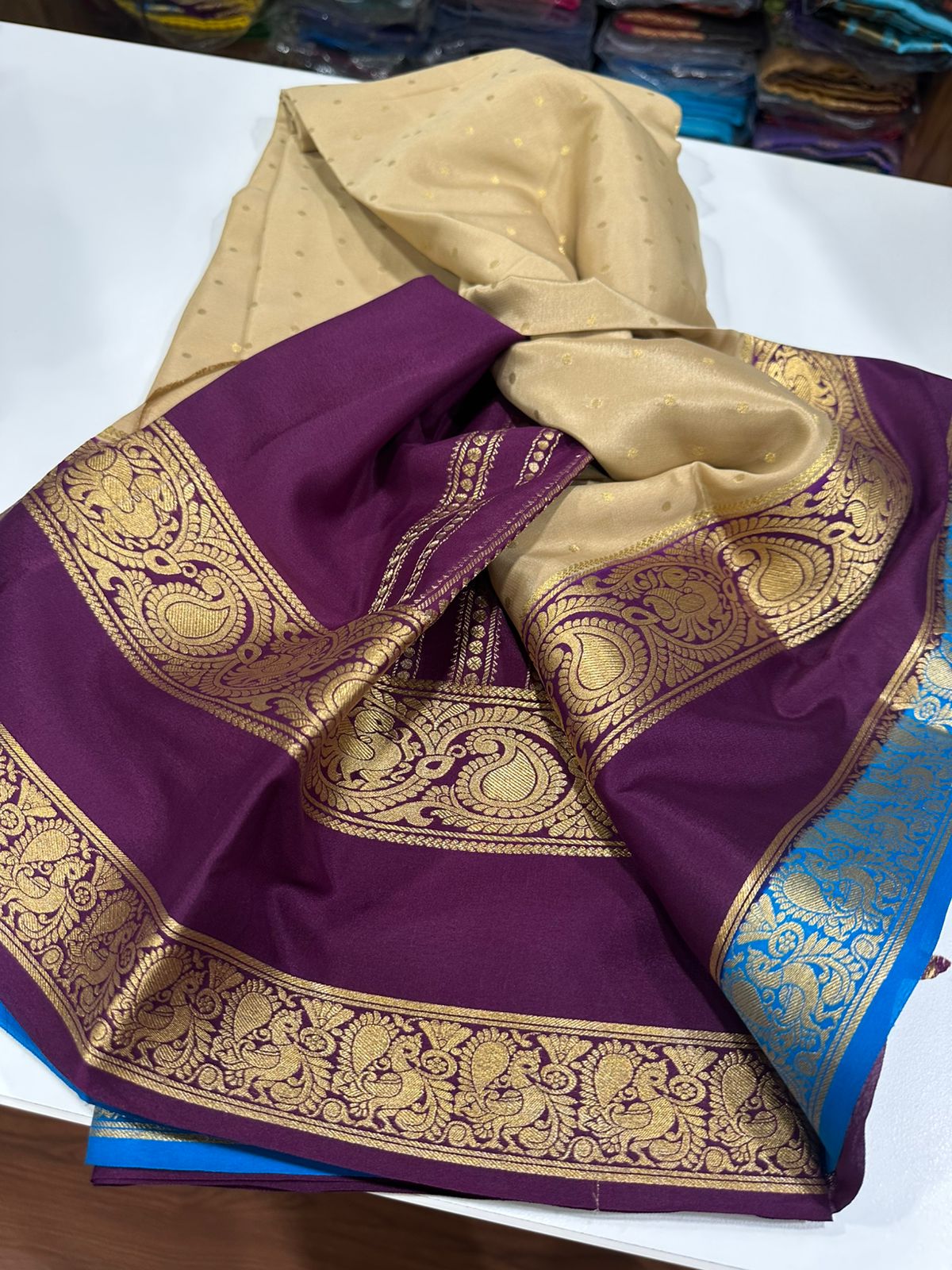 Pure mysore crepe silk 120 grm thickness saree