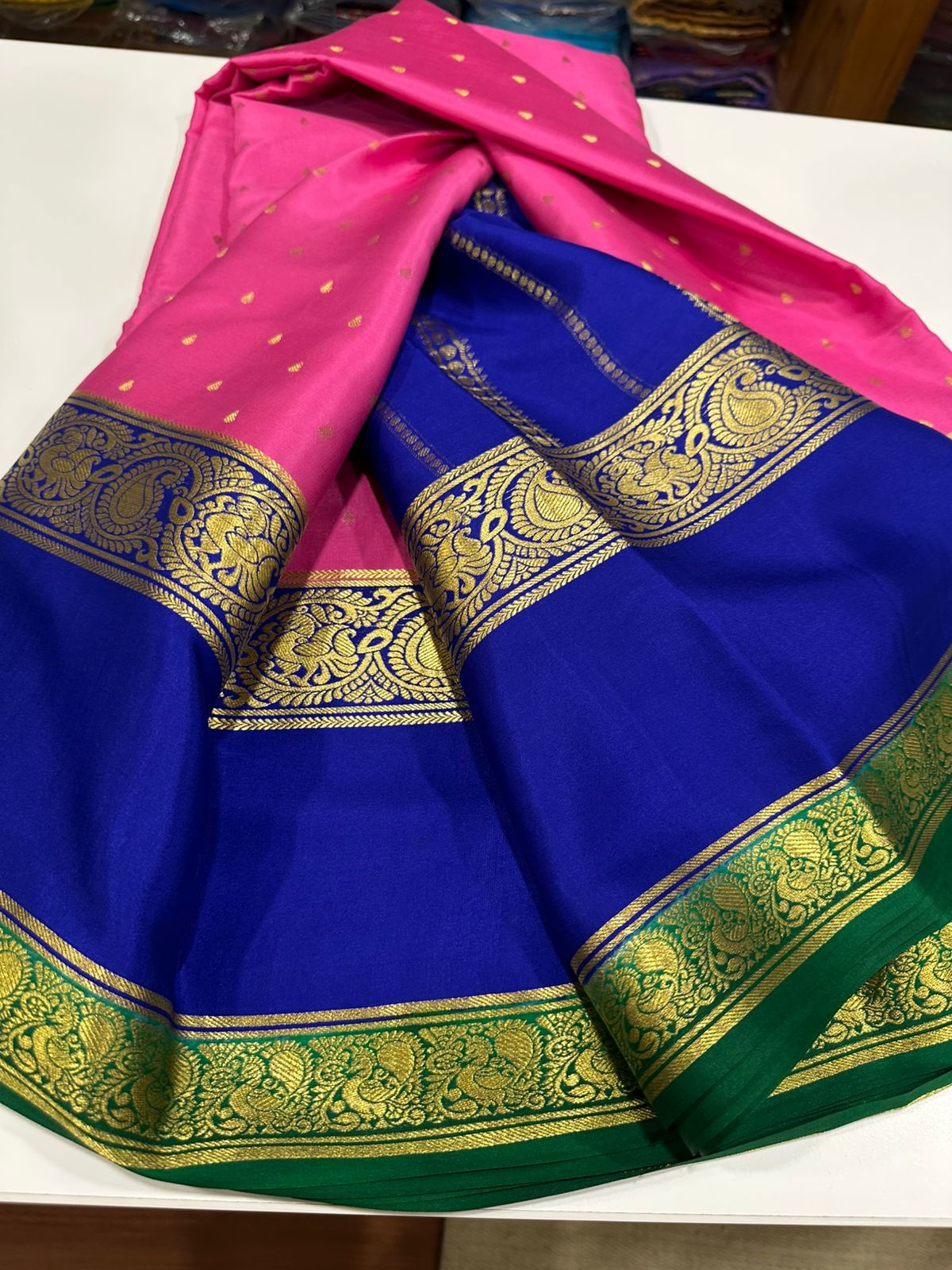 Pure mysore crepe silk 120 grm thickness saree