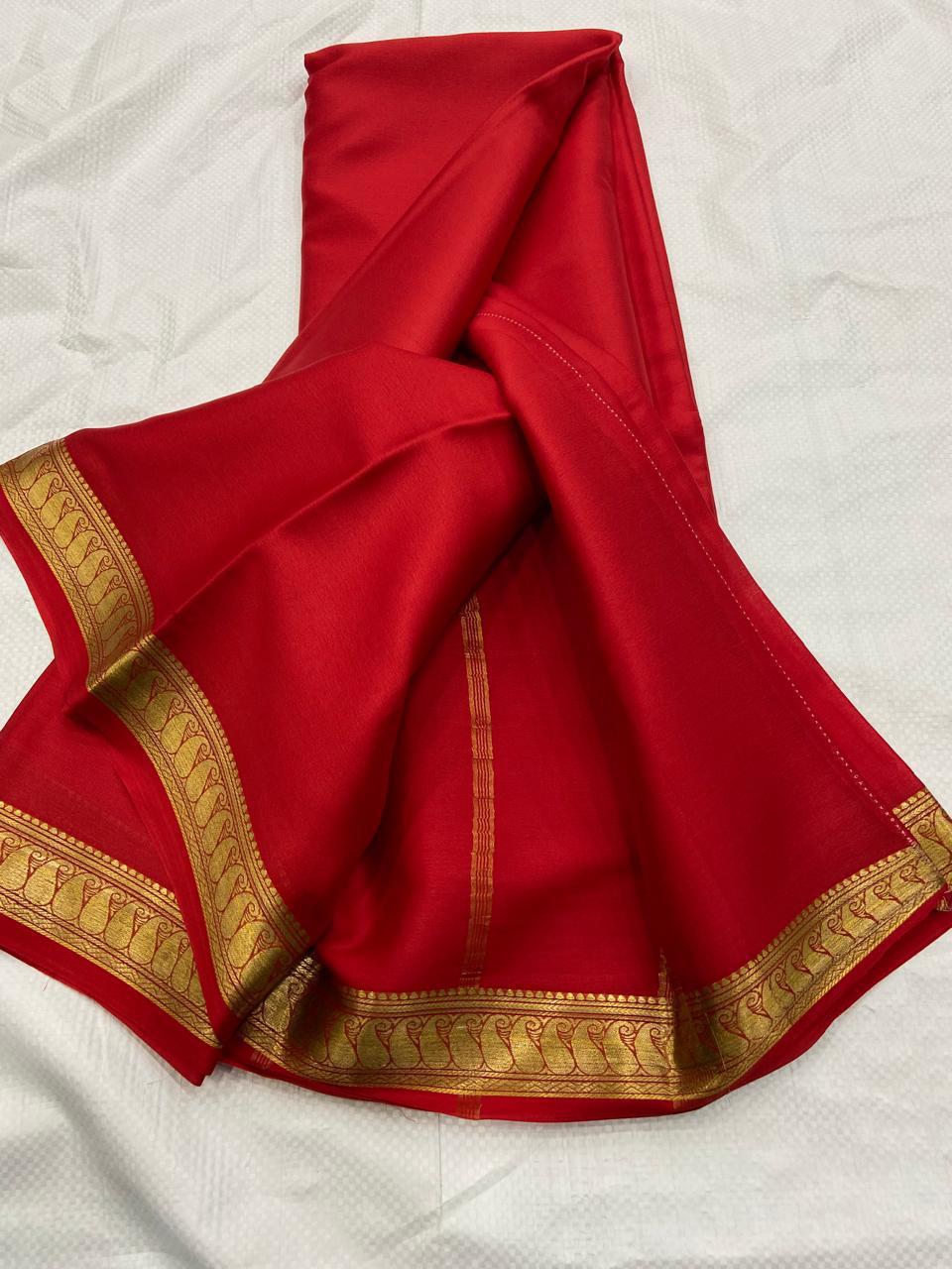 Mango border pure mysore silk saree