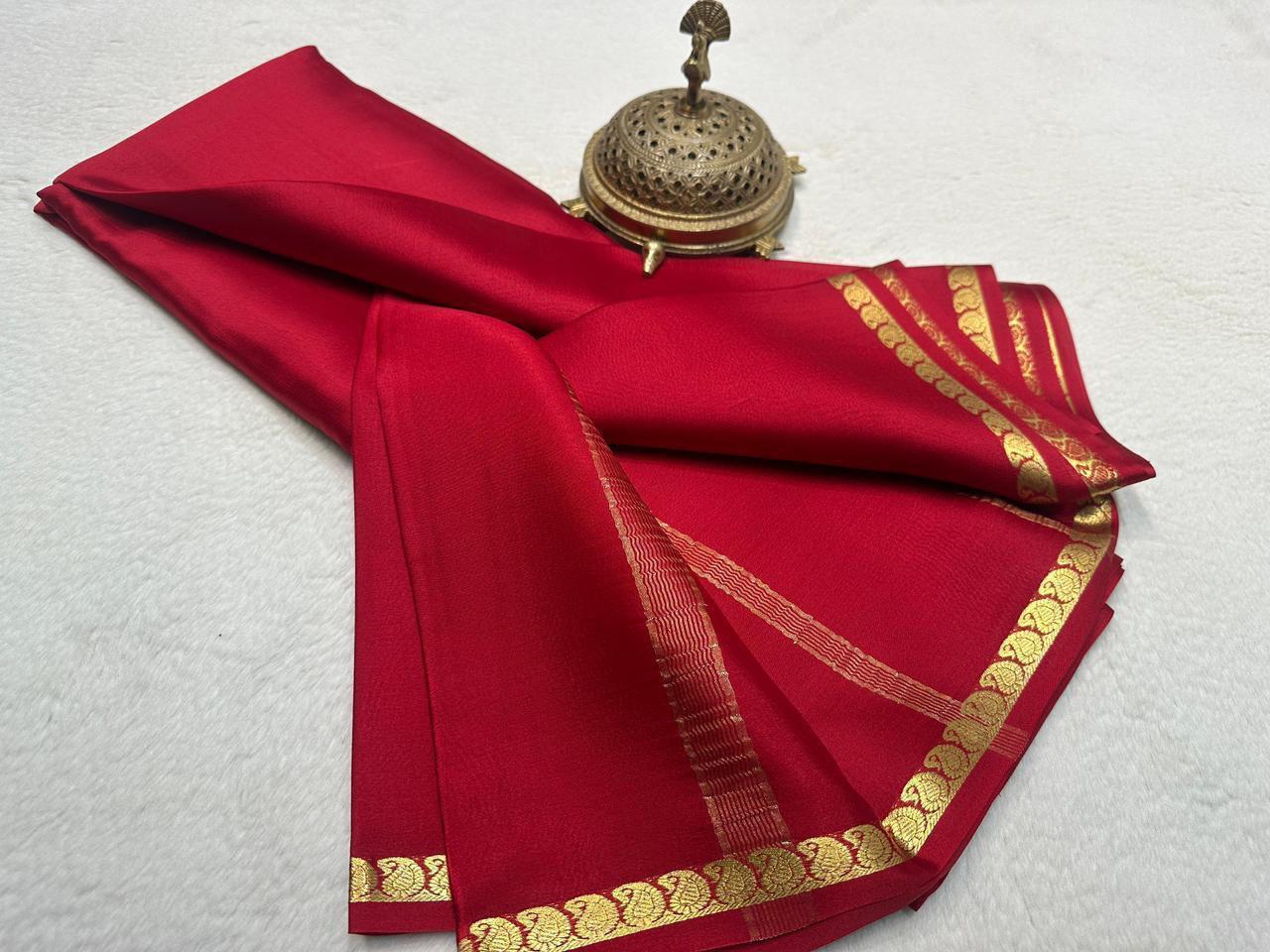 Mango border pure mysore silk saree