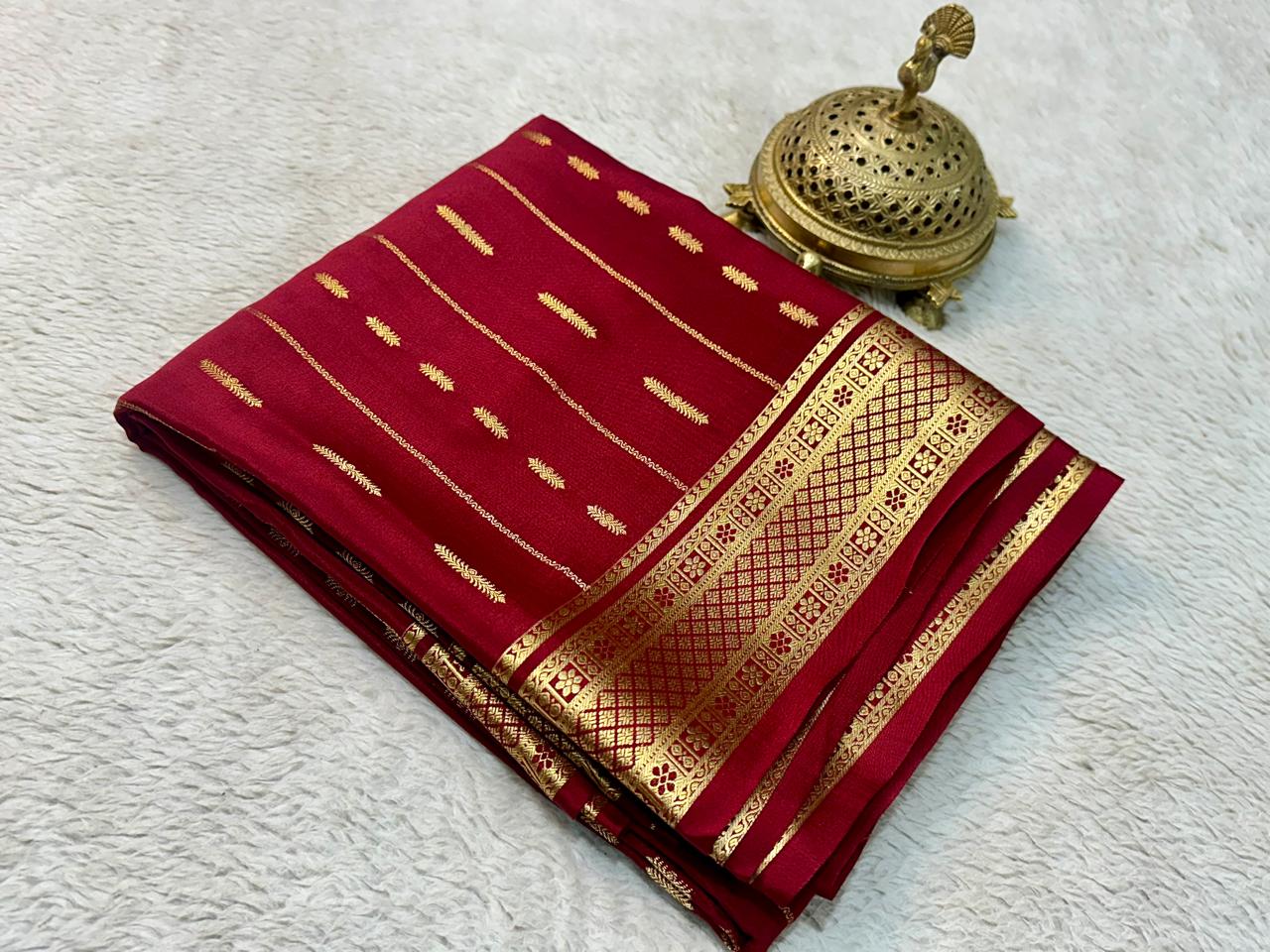 Pure mysore crepe silk butta work saree