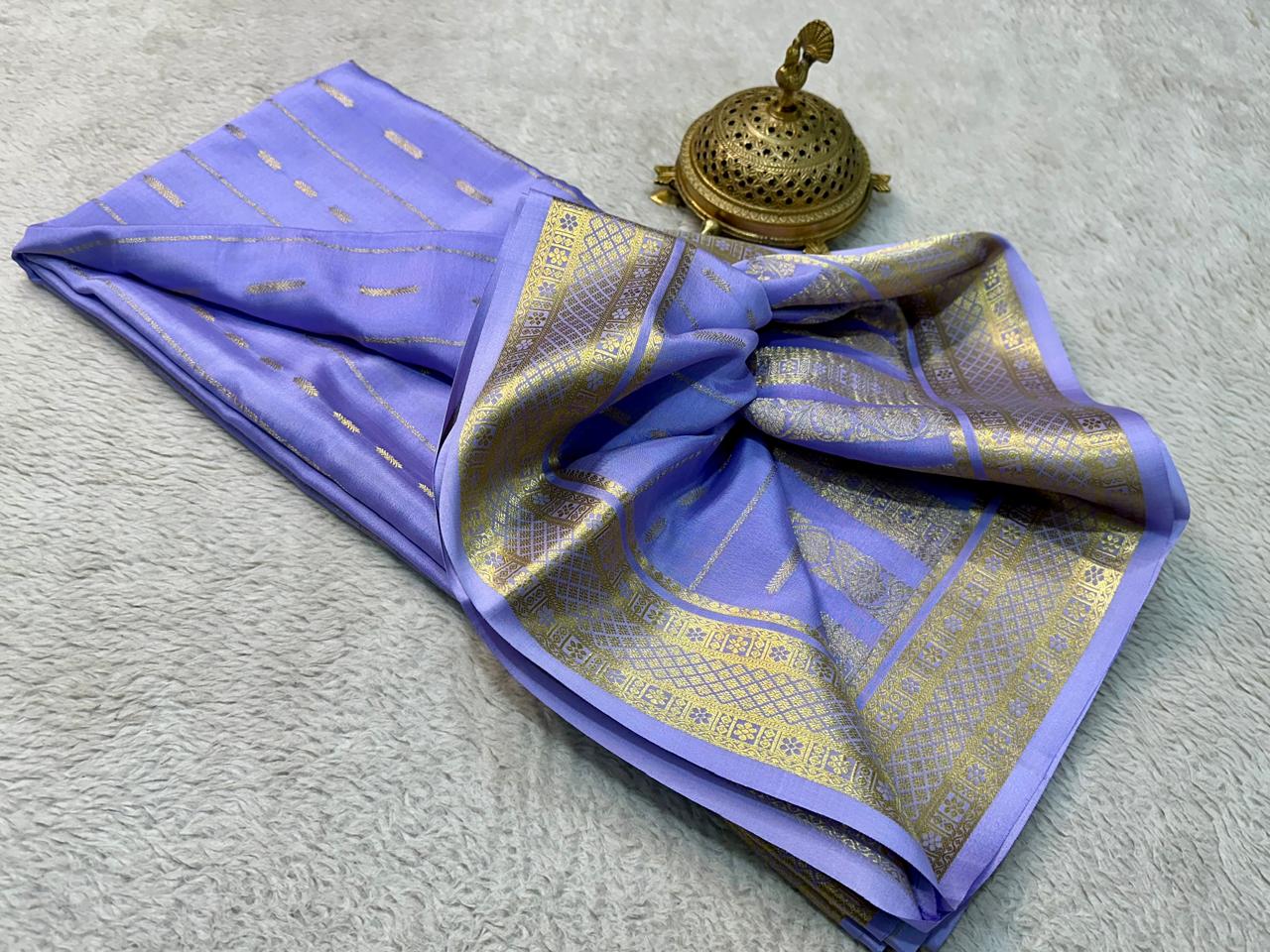 Pure mysore crepe silk butta work saree
