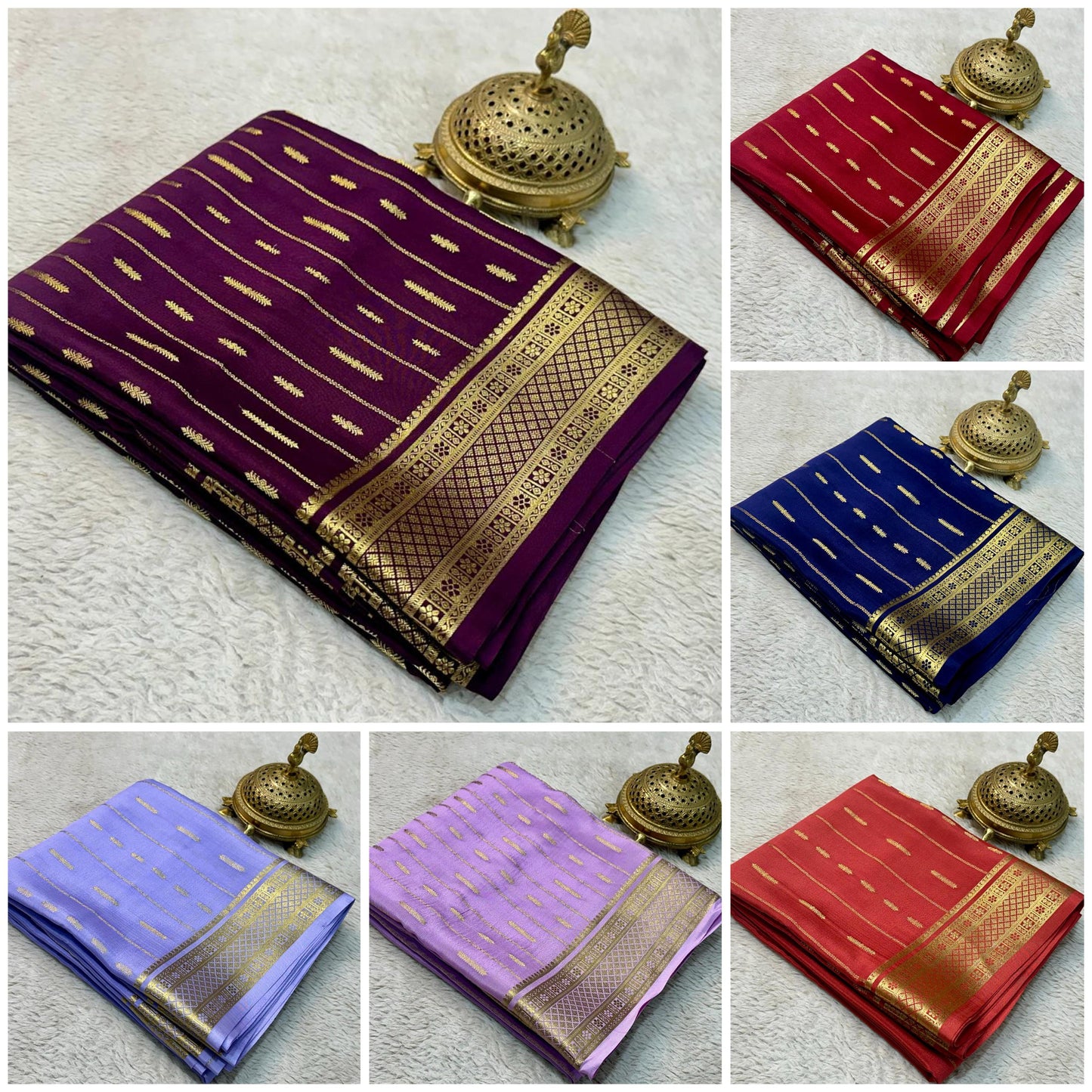 Pure mysore crepe silk butta work saree