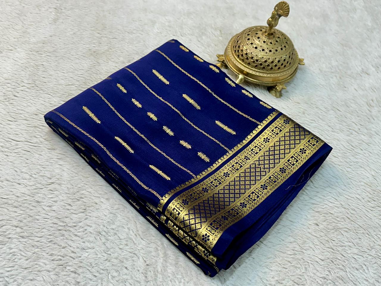 Pure mysore crepe silk butta work saree