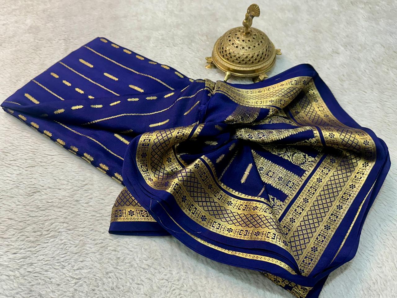 Pure mysore crepe silk butta work saree