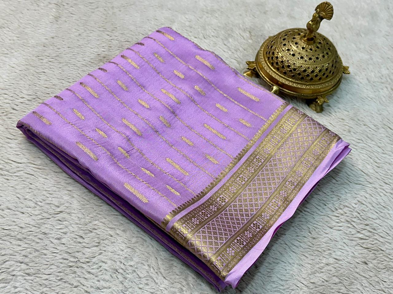 Pure mysore crepe silk butta work saree