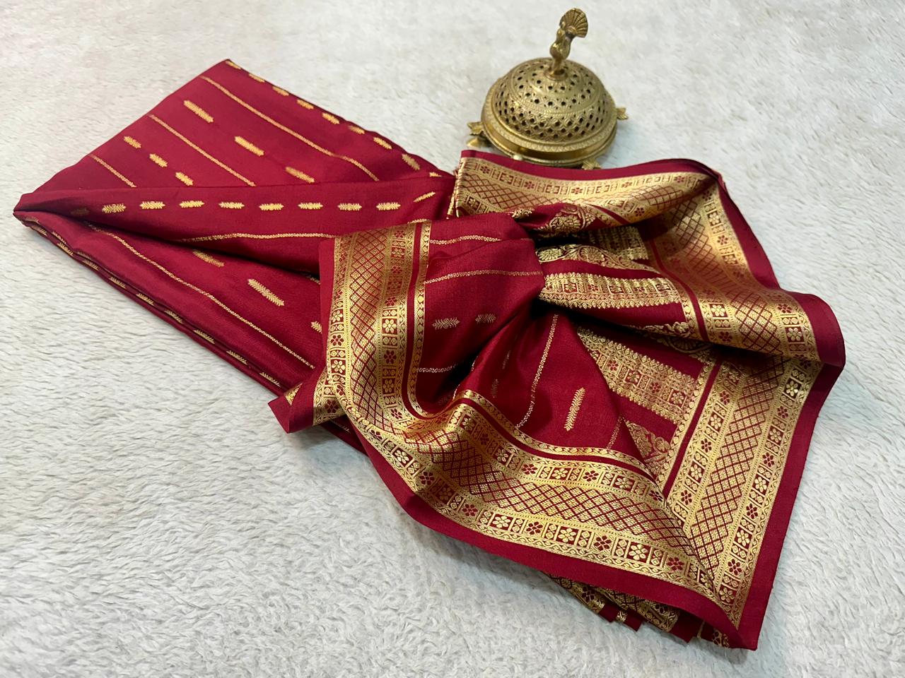 Pure mysore crepe silk butta work saree