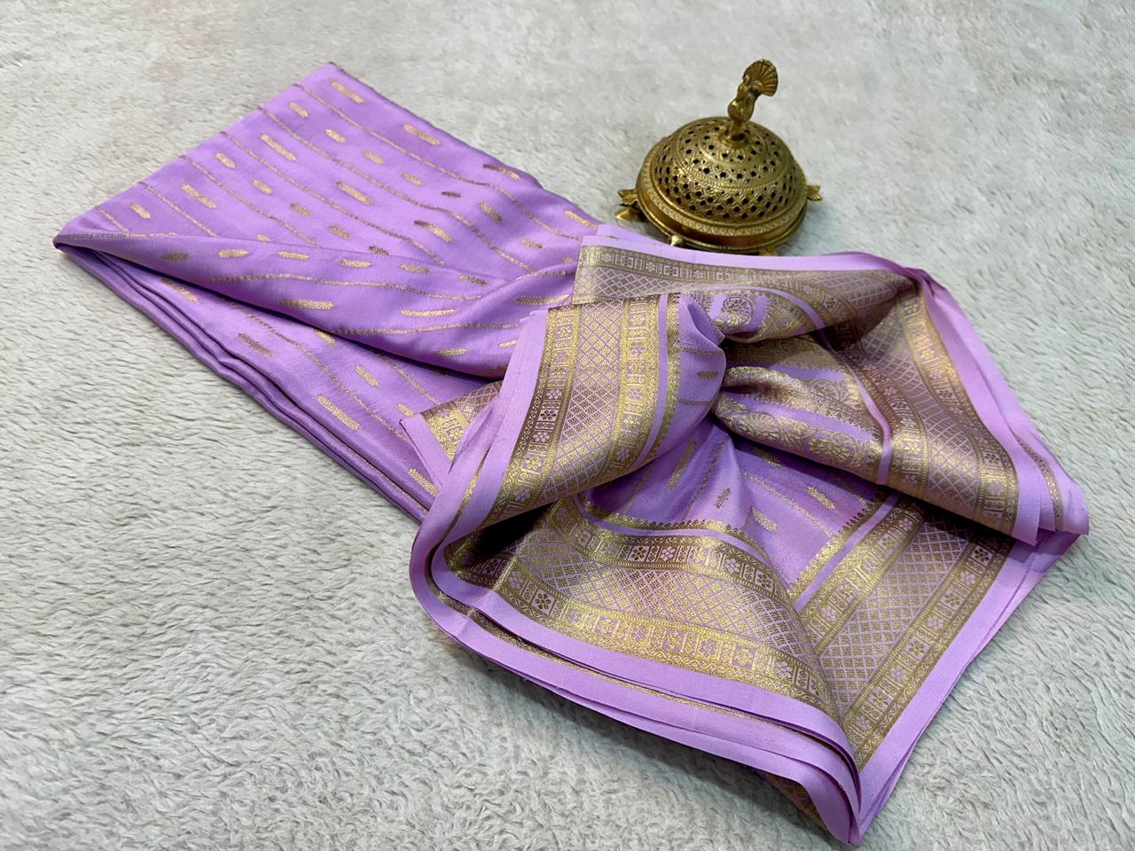 Pure mysore crepe silk butta work saree