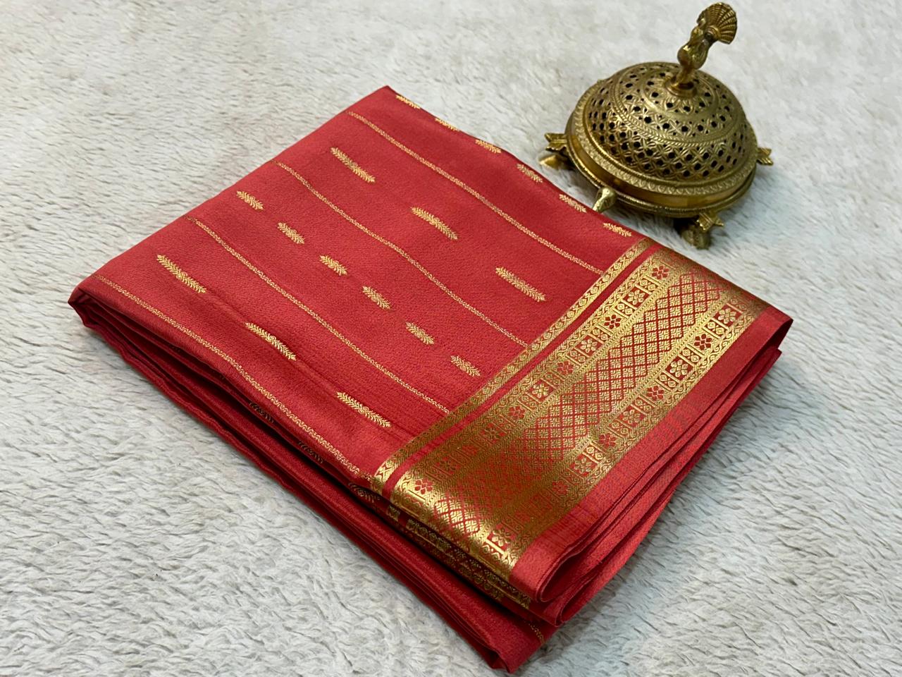 Pure mysore crepe silk butta work saree