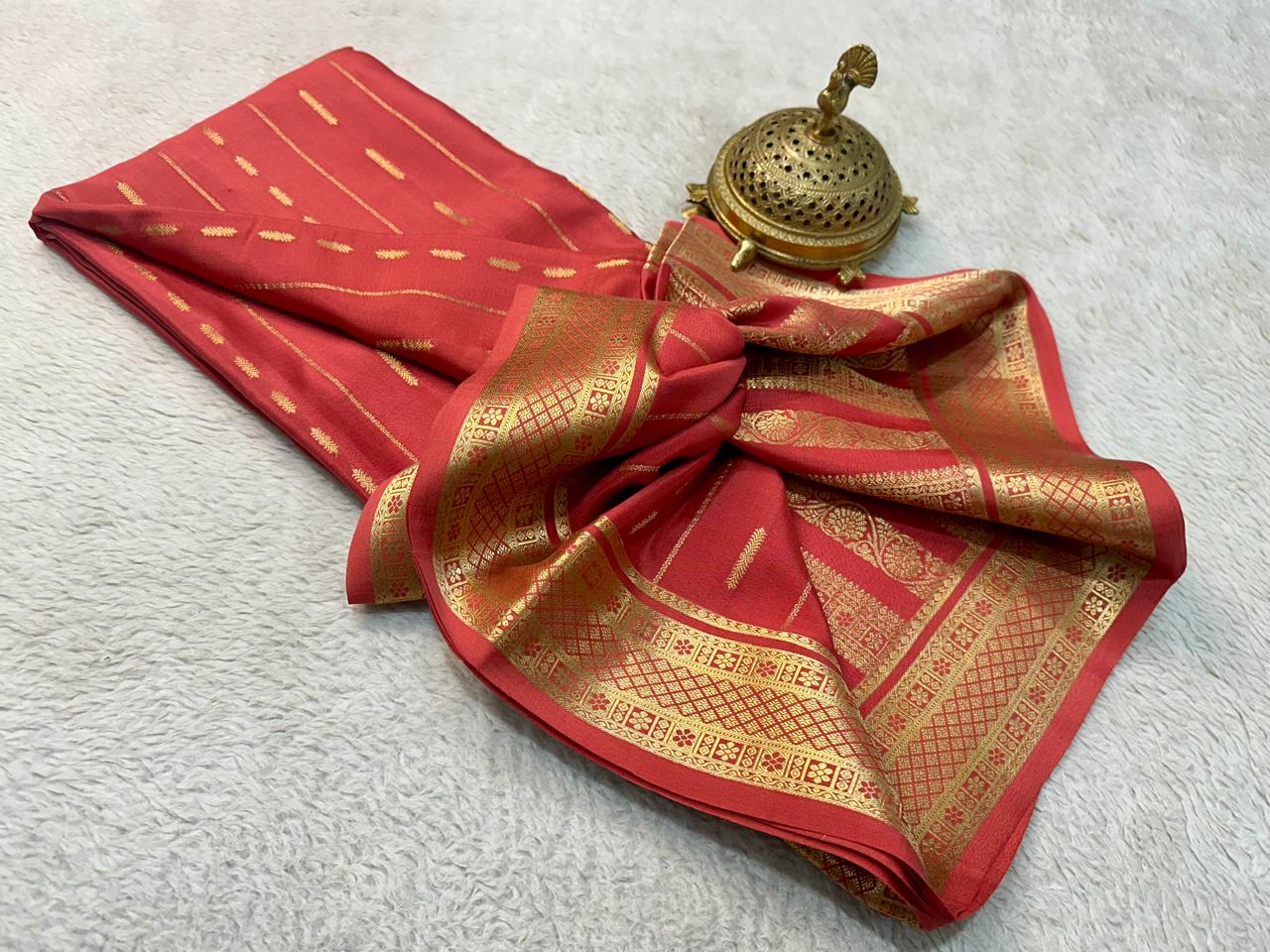 Pure mysore crepe silk butta work saree