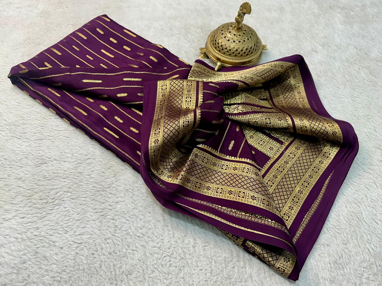 Pure mysore crepe silk butta work saree