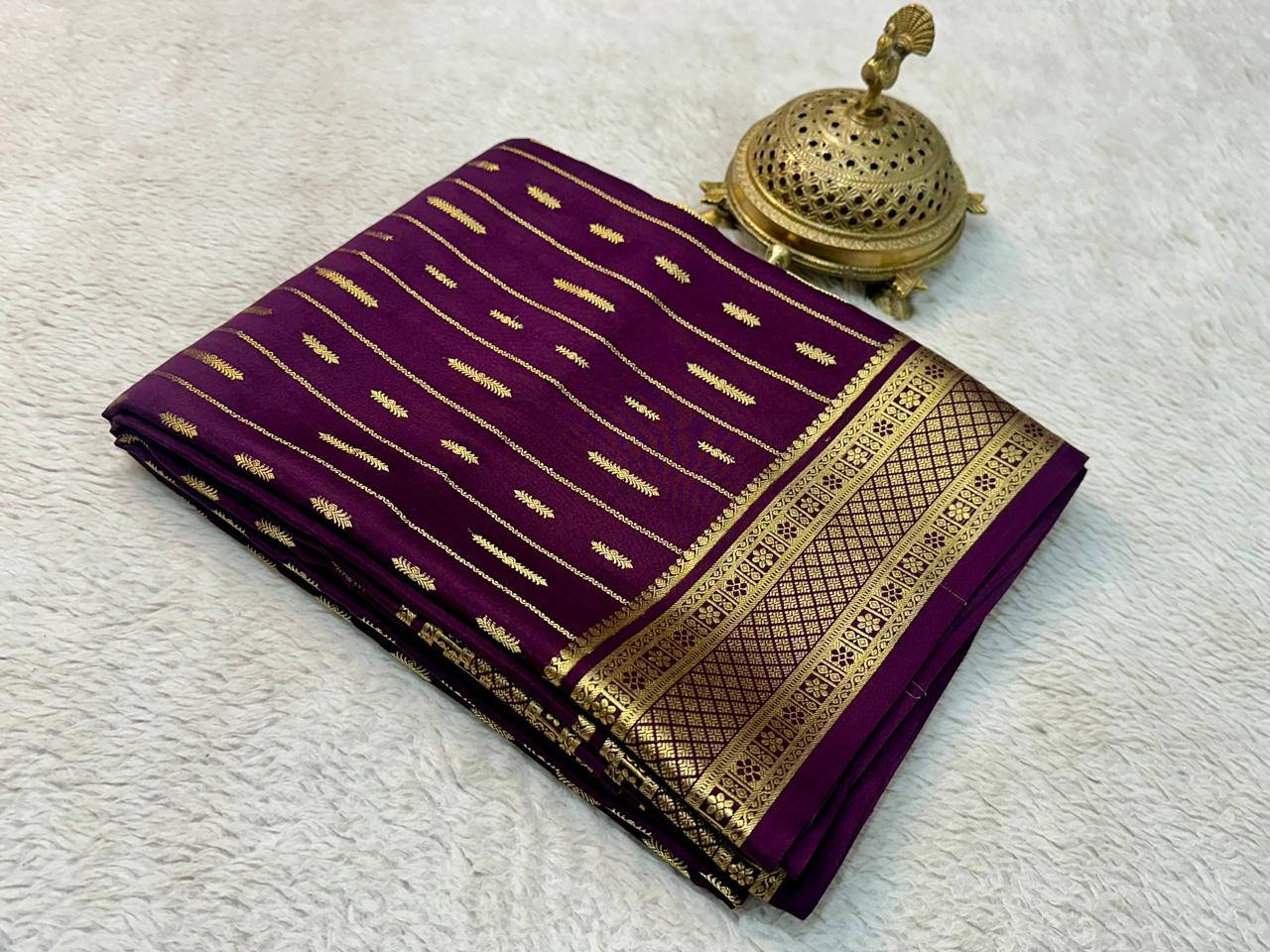 Pure mysore crepe silk butta work saree
