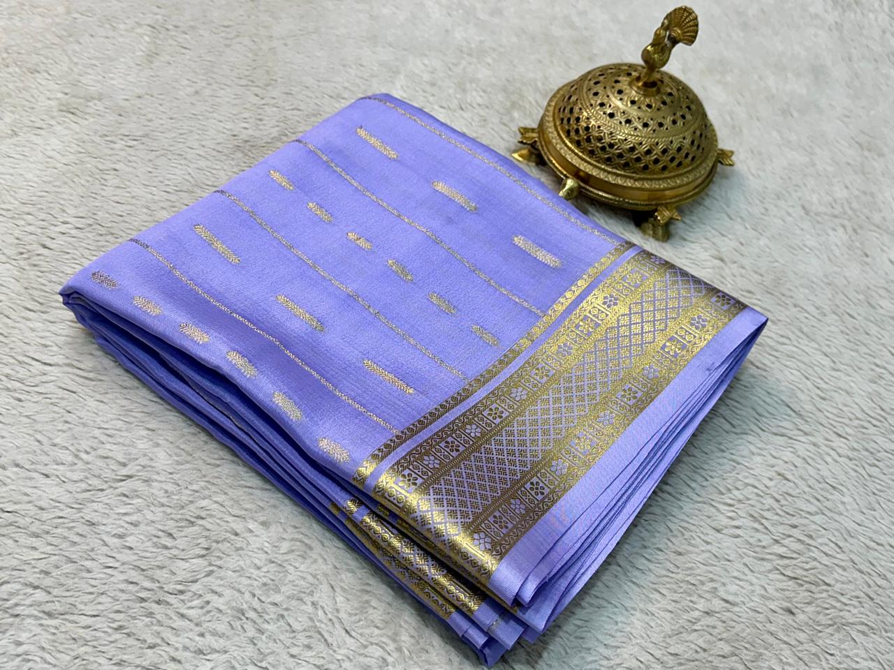 Pure mysore crepe silk butta work saree